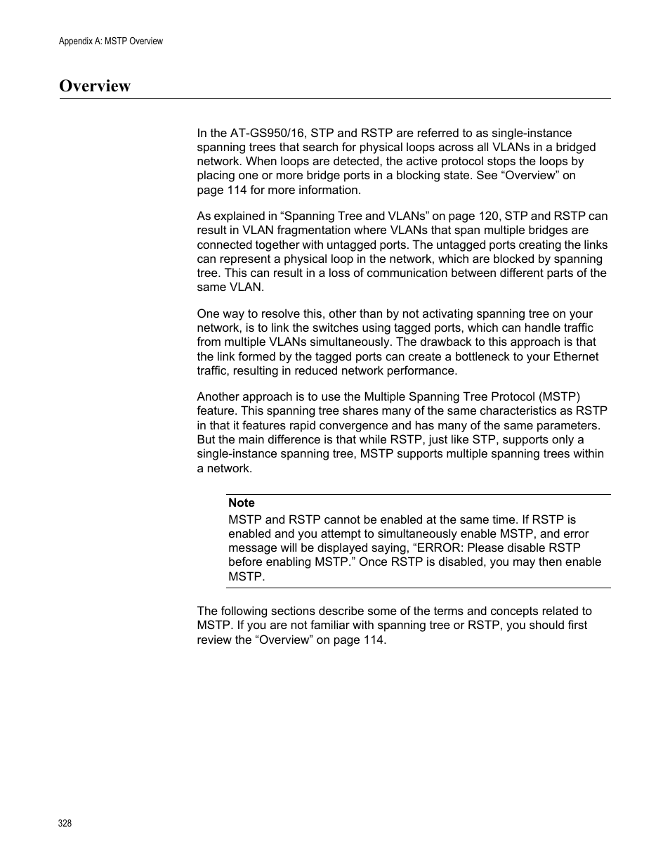 Overview | Allied Telesis AT-GS950/16 User Manual | Page 328 / 364