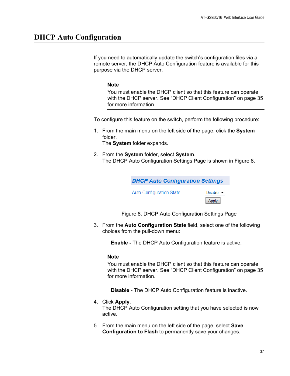 Dhcp auto configuration | Allied Telesis AT-GS950/16 User Manual | Page 37 / 364