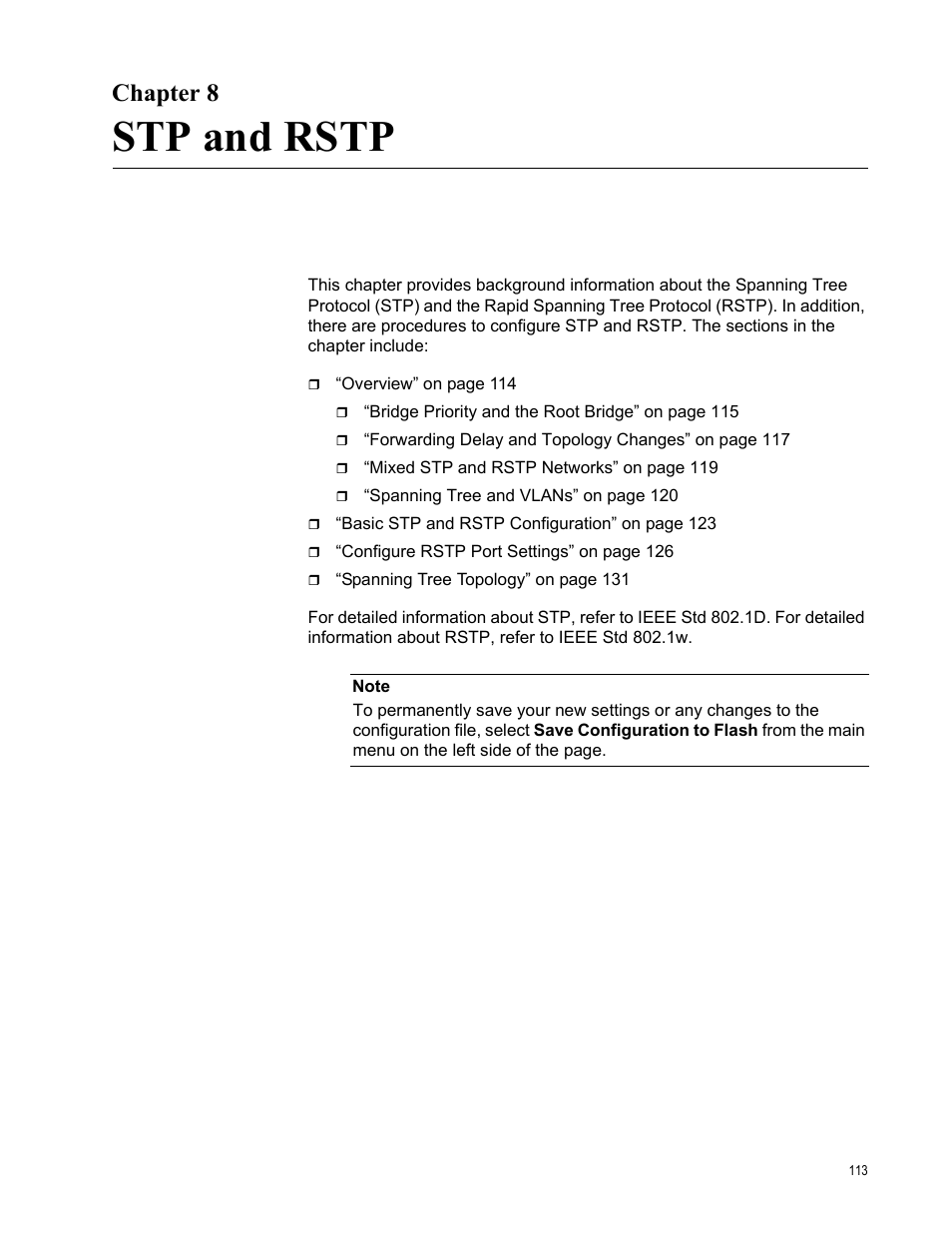 Chapter 8, Stp and rstp | Allied Telesis AT-GS950/24 User Manual | Page 113 / 366