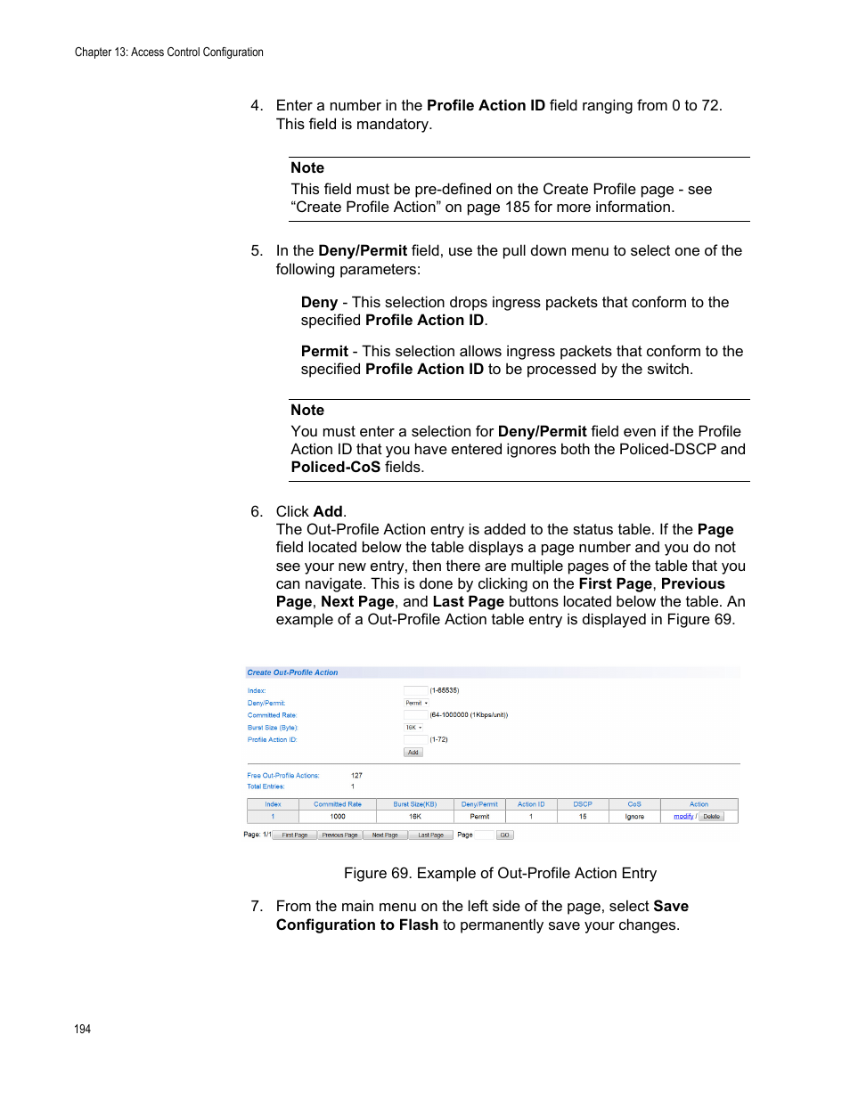 Figure 69. example of out-profile action entry | Allied Telesis AT-GS950/24 User Manual | Page 194 / 366