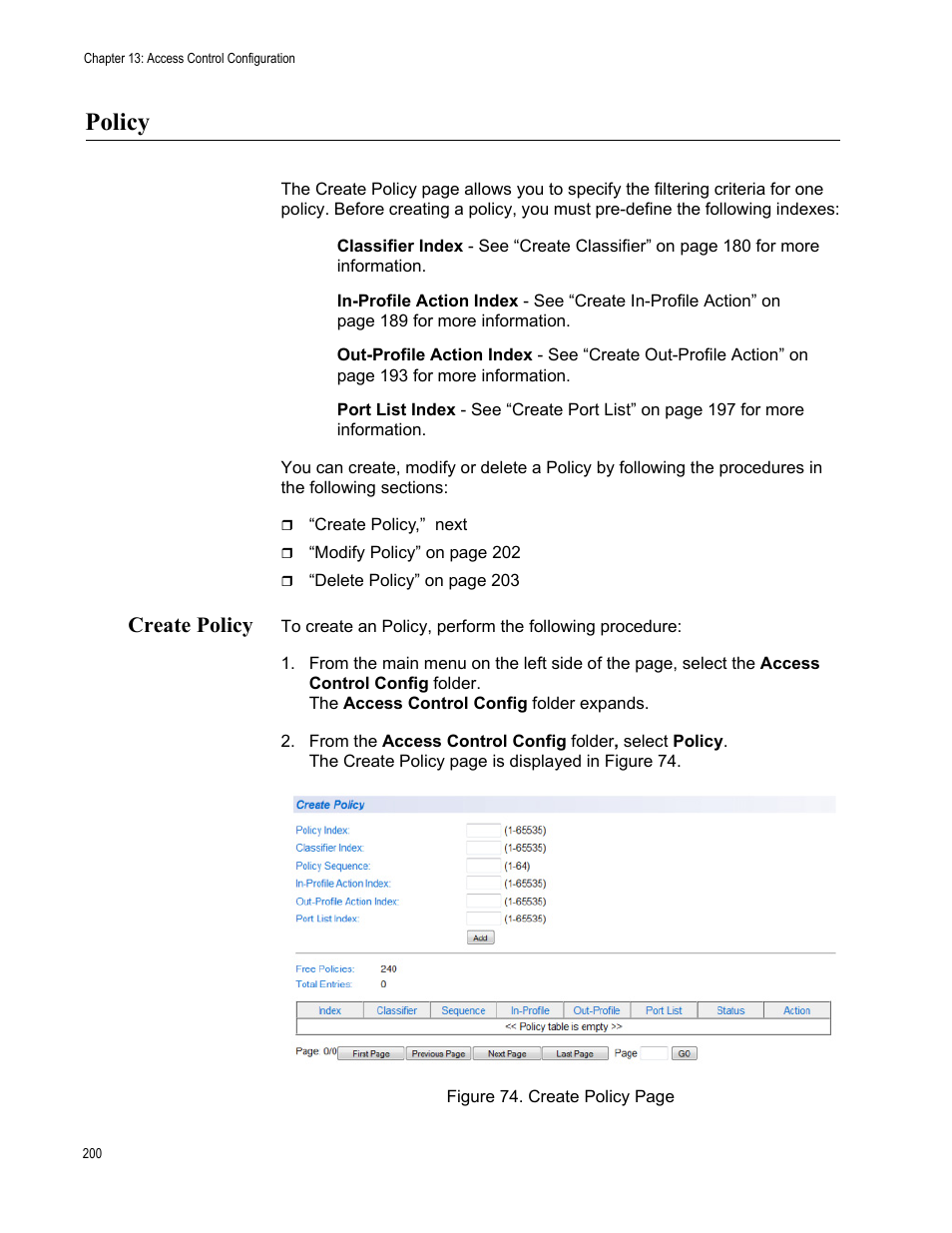 Policy, Create policy | Allied Telesis AT-GS950/24 User Manual | Page 200 / 366