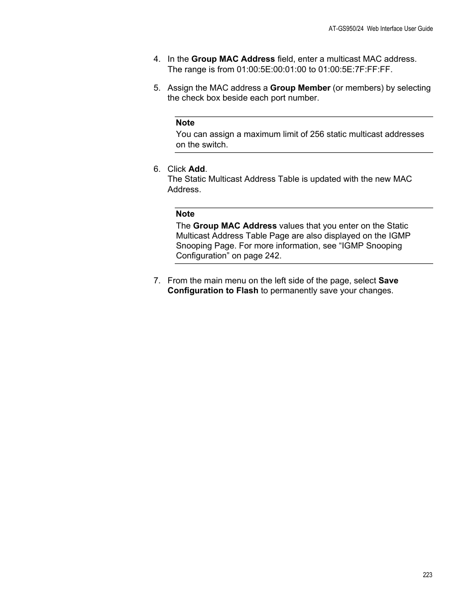 Allied Telesis AT-GS950/24 User Manual | Page 223 / 366