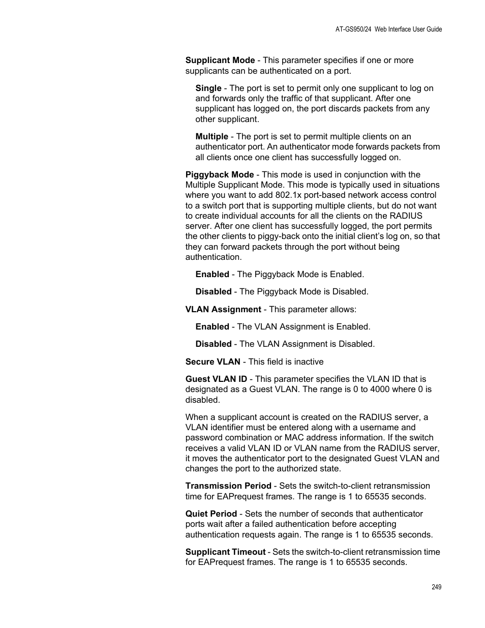 Allied Telesis AT-GS950/24 User Manual | Page 249 / 366