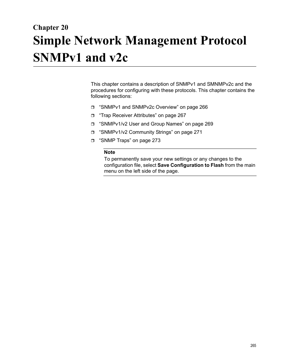 Chapter 20, Simple network management protocol snmpv1 and v2c, Chapte | Allied Telesis AT-GS950/24 User Manual | Page 265 / 366