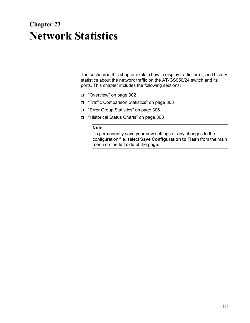 Chapter 23, Network statistics | Allied Telesis AT-GS950/24 User Manual | Page 301 / 366