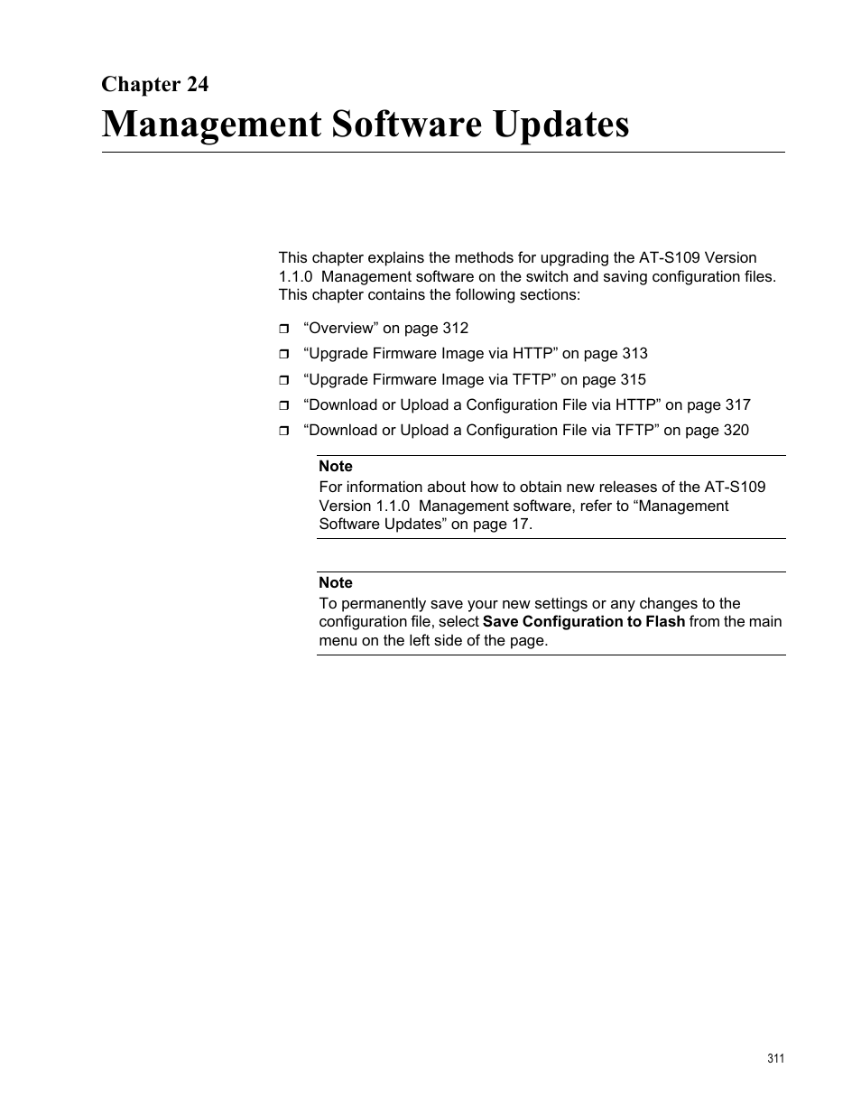 Chapter 24, Management software updates | Allied Telesis AT-GS950/24 User Manual | Page 311 / 366