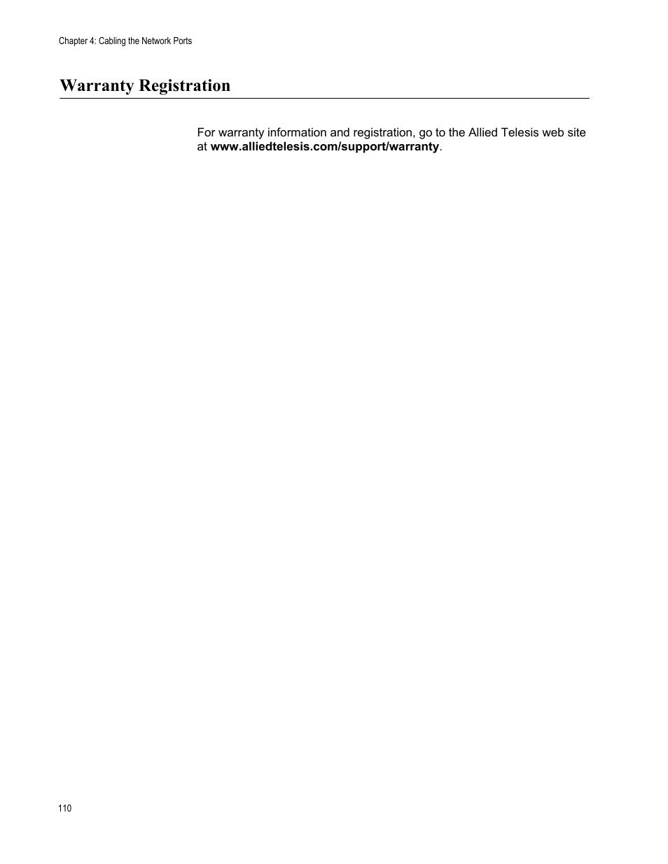 Warranty registration | Allied Telesis x610 Series Layer 3 User Manual | Page 110 / 128