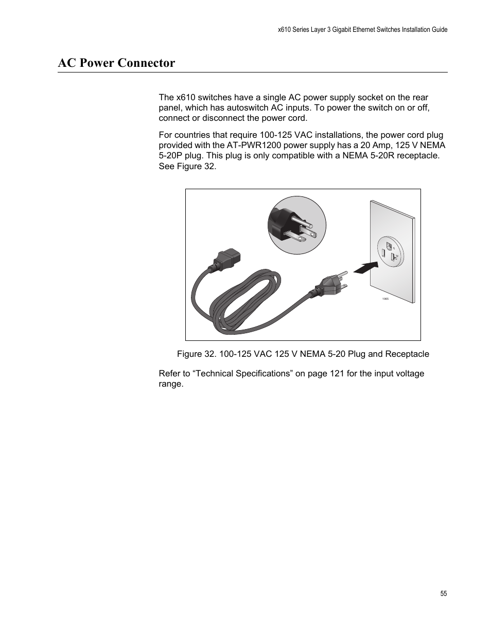 Ac power connector | Allied Telesis x610 Series Layer 3 User Manual | Page 55 / 128