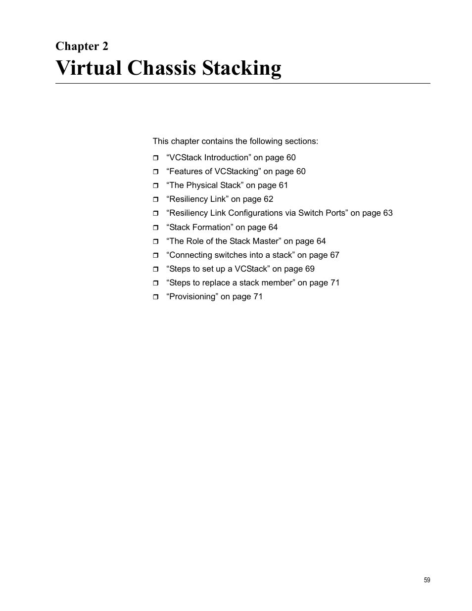 Chapter 2, Virtual chassis stacking | Allied Telesis x610 Series Layer 3 User Manual | Page 59 / 128