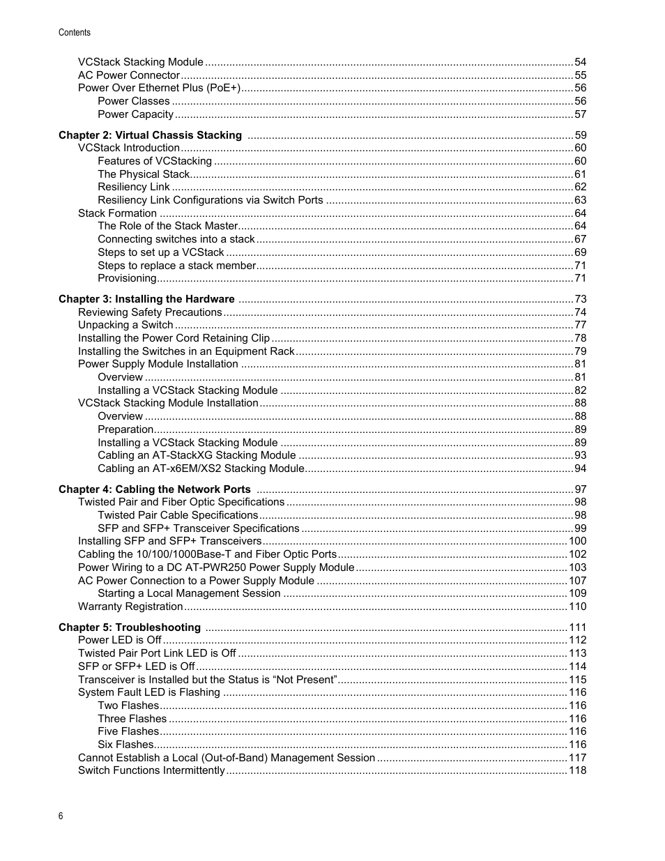 Allied Telesis x610 Series Layer 3 User Manual | Page 6 / 128