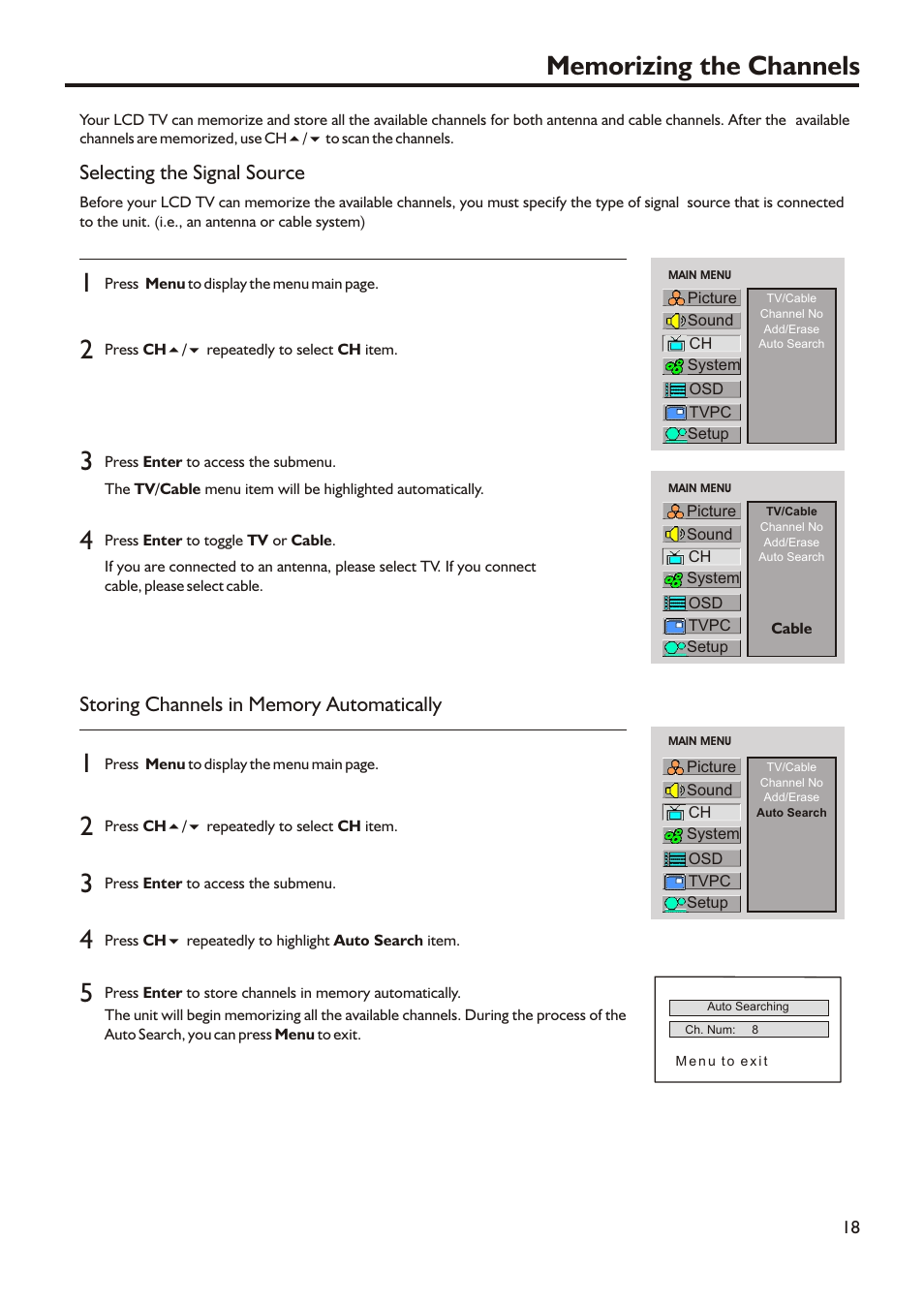 Selecting the signal source | Audiovox FPE3705 User Manual | Page 21 / 45