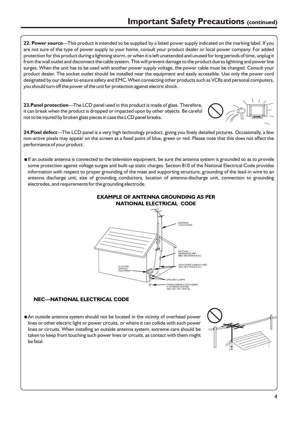 Important safety precautions | Audiovox FPE3705 User Manual | Page 7 / 45