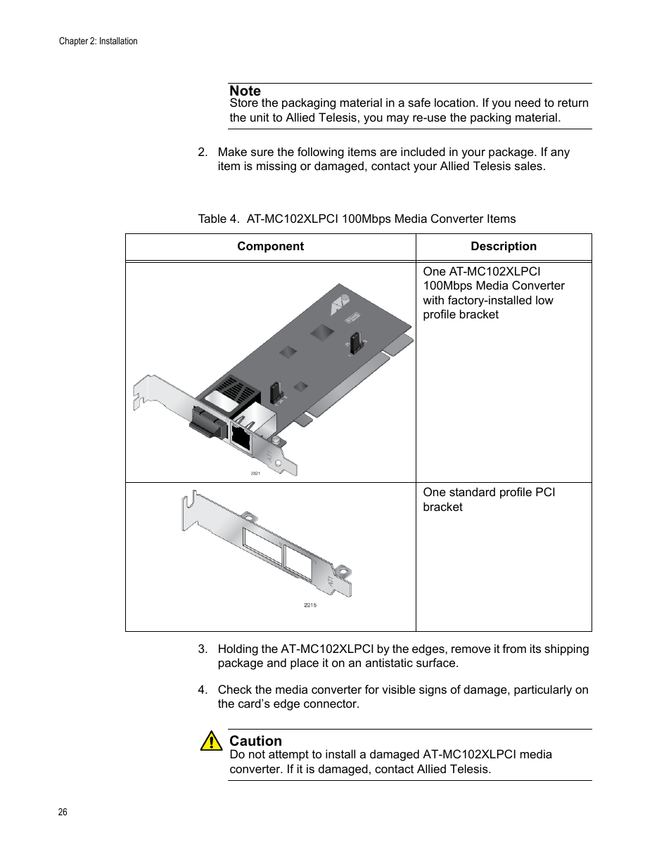 Allied Telesis AT-MC102XLPCI User Manual | Page 26 / 42