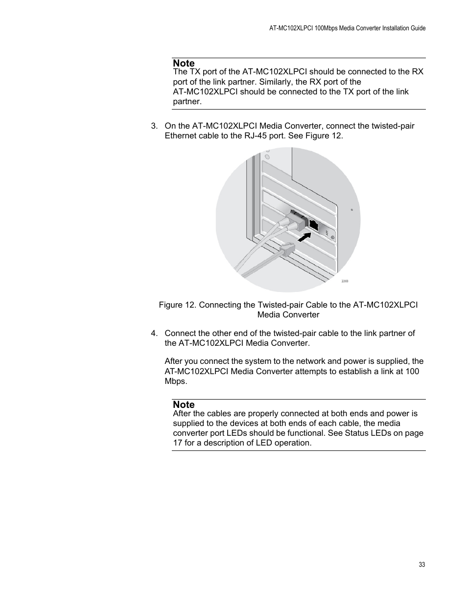 Allied Telesis AT-MC102XLPCI User Manual | Page 33 / 42
