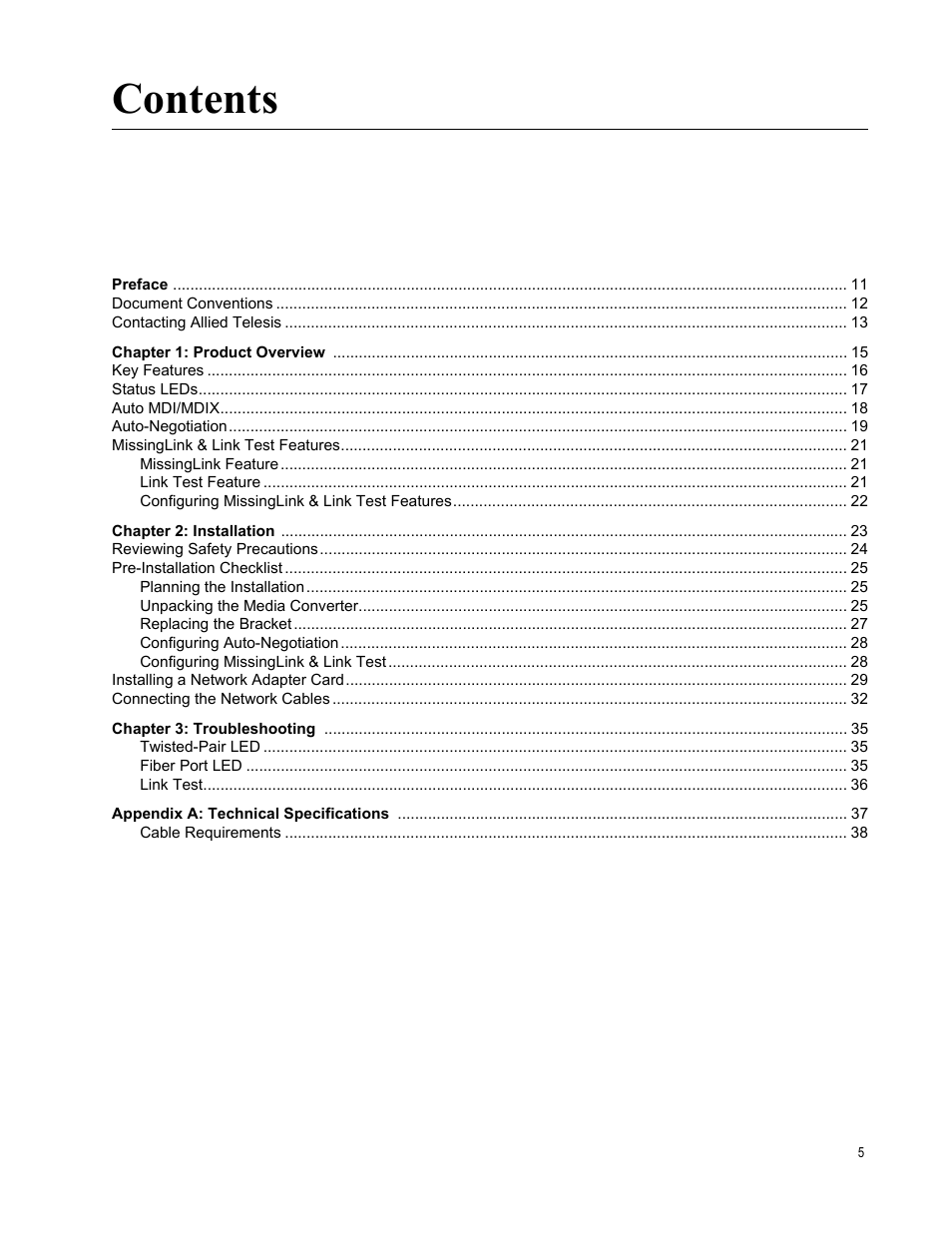 Allied Telesis AT-MC102XLPCI User Manual | Page 5 / 42