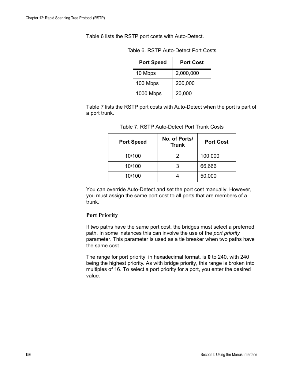 Port priority | Allied Telesis AT 8000/8POE User Manual | Page 156 / 360