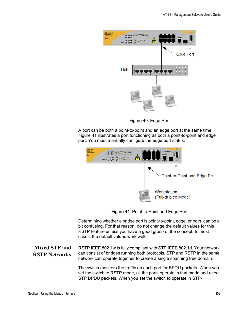Mixed stp and rstp networks | Allied Telesis AT 8000/8POE User Manual | Page 159 / 360