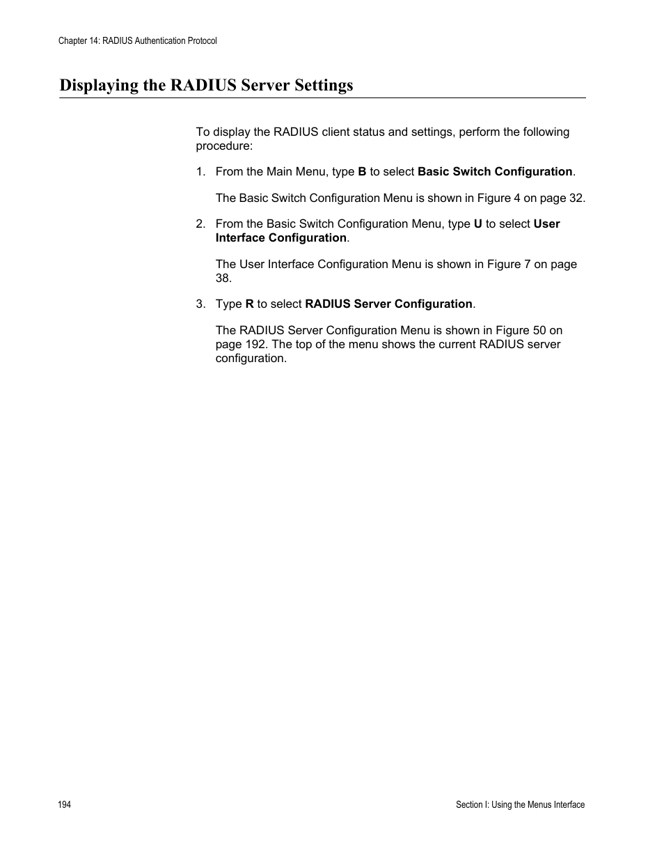 Displaying the radius server settings | Allied Telesis AT 8000/8POE User Manual | Page 194 / 360