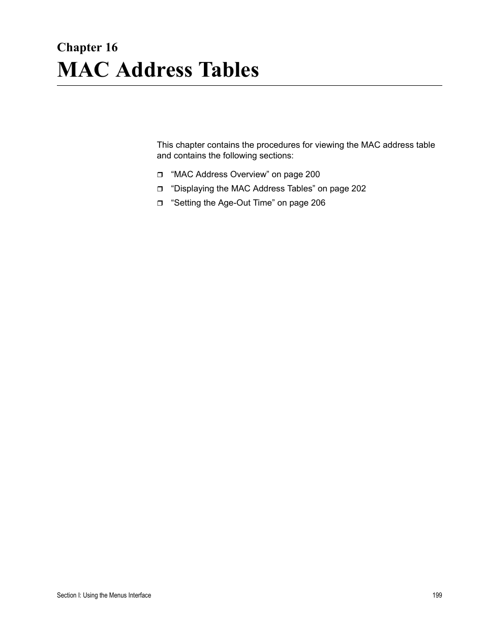Chapter 16, Mac address tables | Allied Telesis AT 8000/8POE User Manual | Page 199 / 360