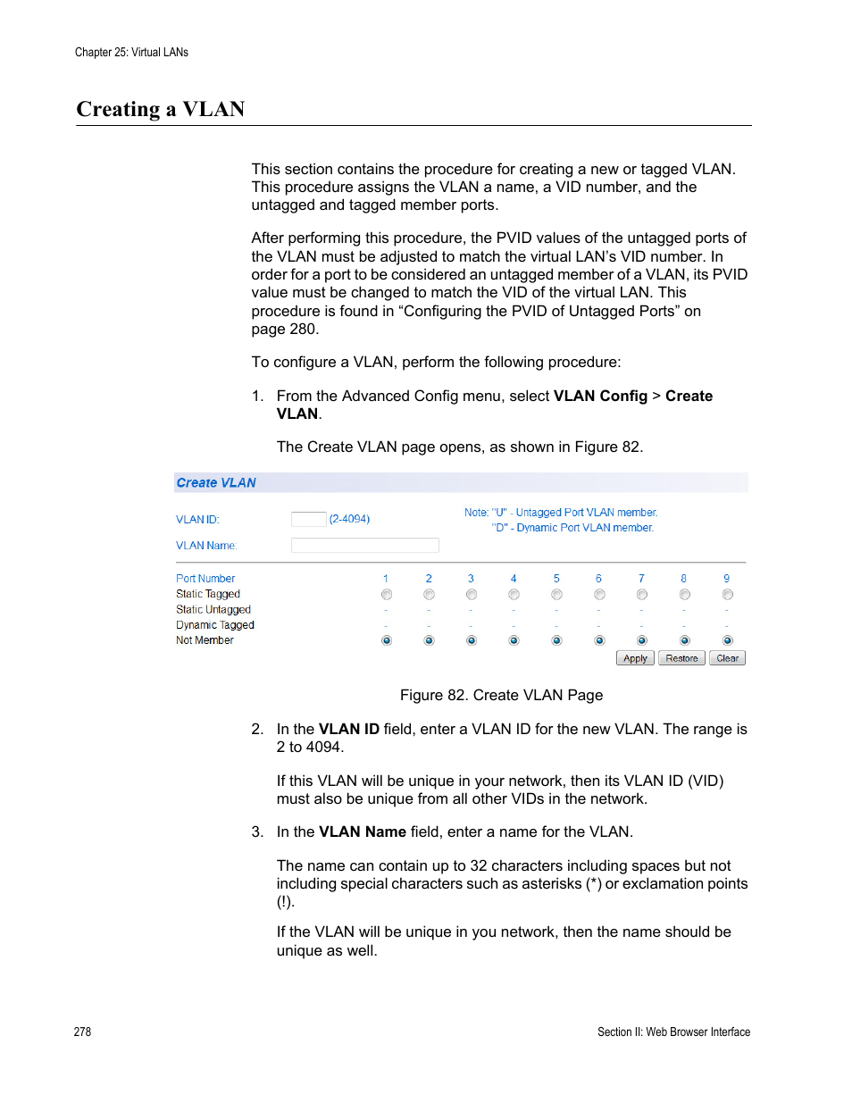 Creating a vlan | Allied Telesis AT 8000/8POE User Manual | Page 278 / 360