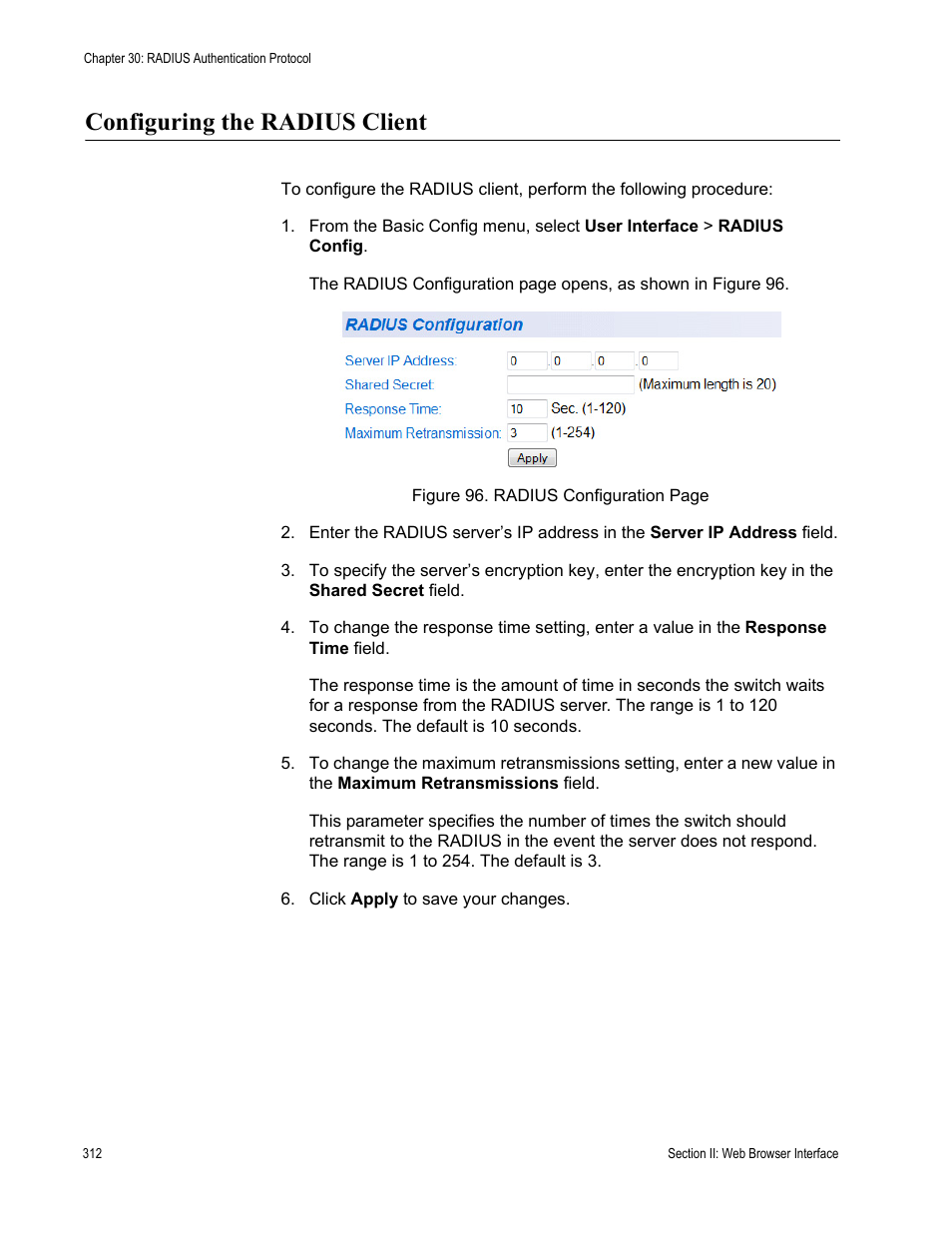 Configuring the radius client | Allied Telesis AT 8000/8POE User Manual | Page 312 / 360