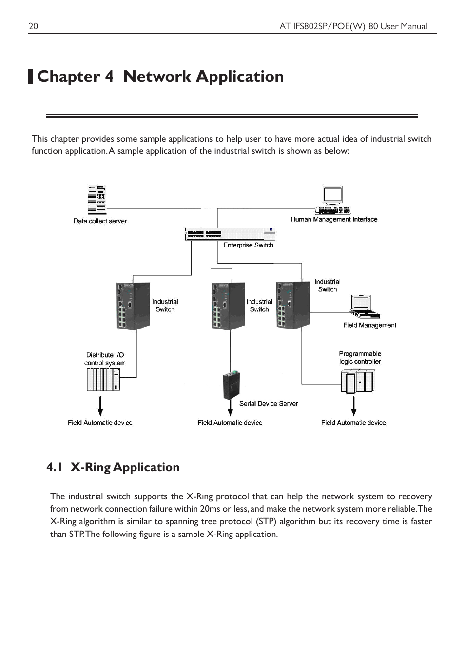Chapter 4 network application | Allied Telesis AT-IFS802SP/POE User Manual | Page 24 / 105