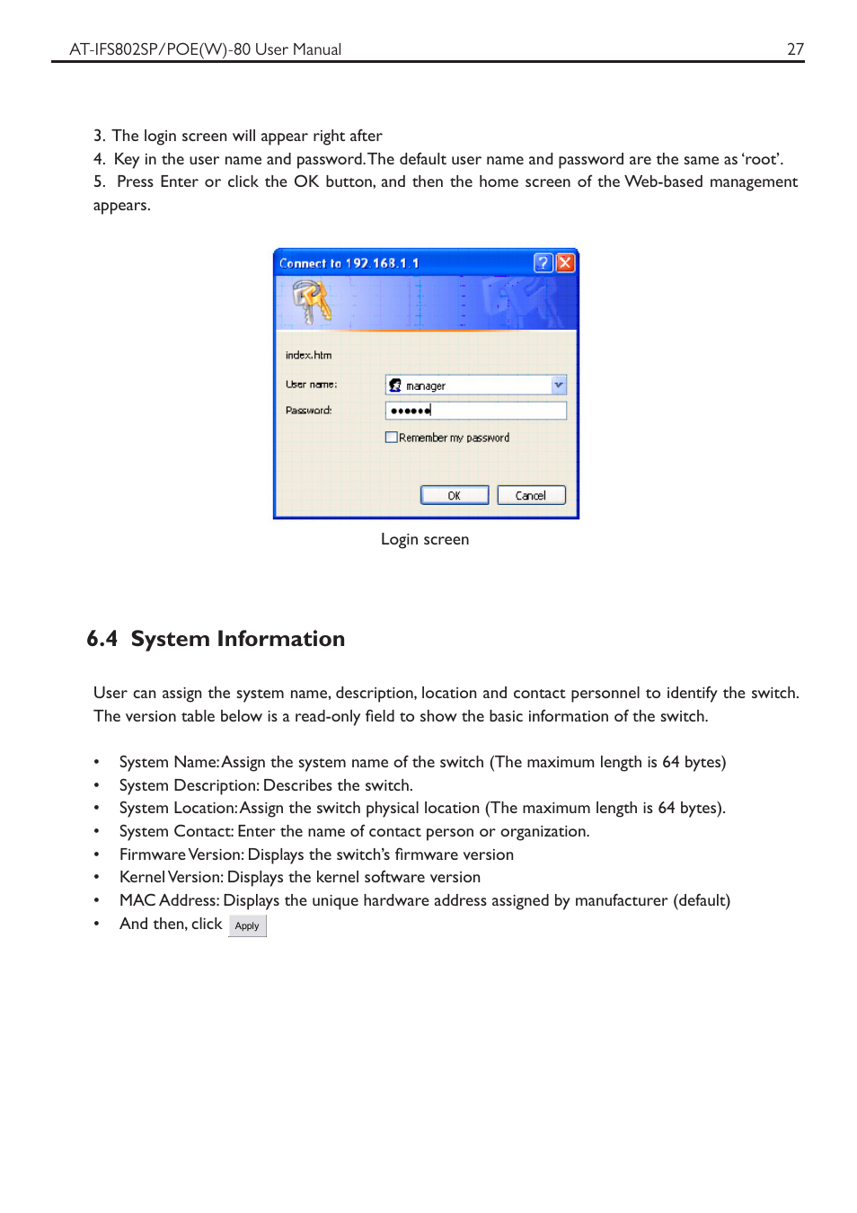 4 system information | Allied Telesis AT-IFS802SP/POE User Manual | Page 31 / 105
