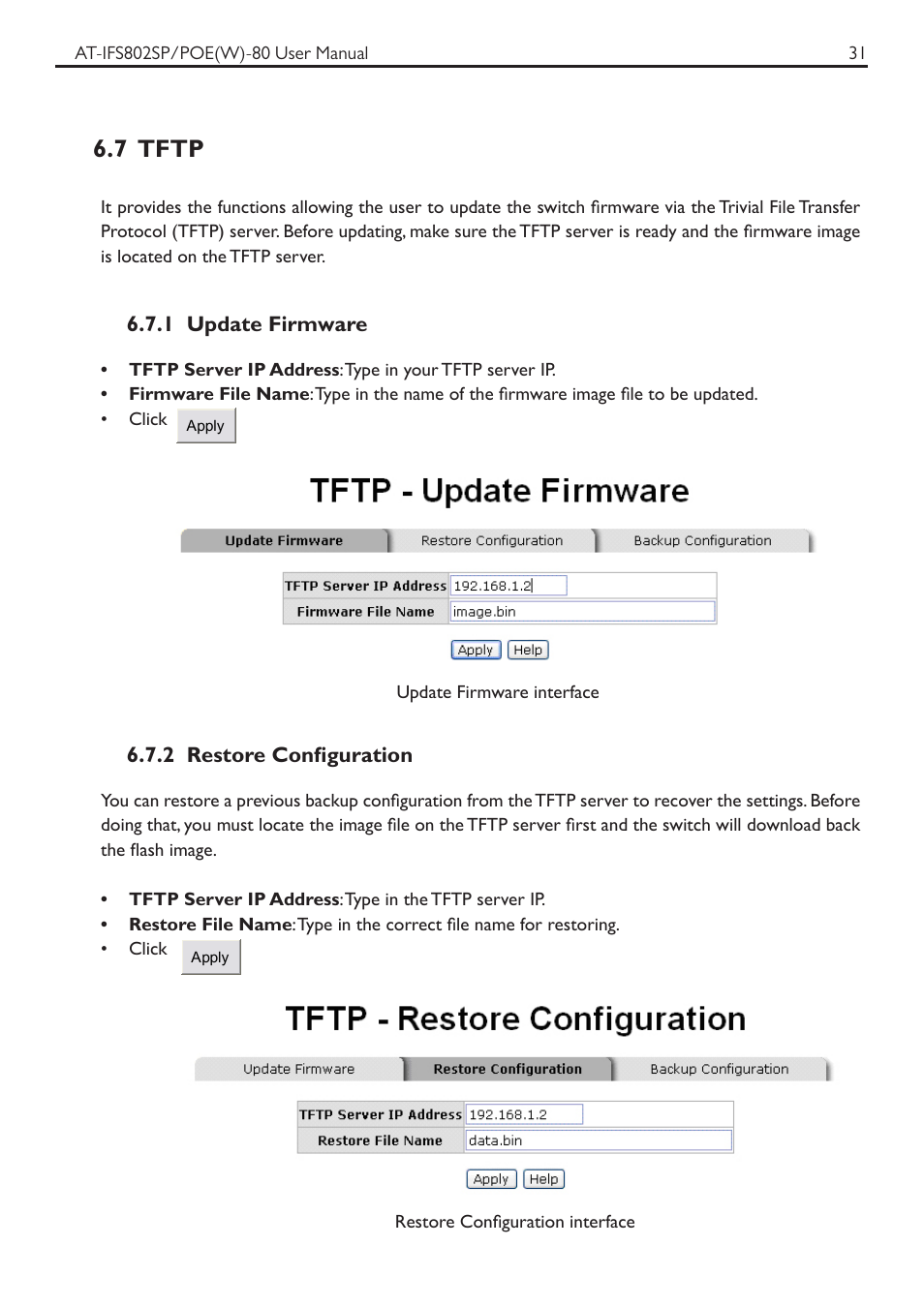 7 tftp | Allied Telesis AT-IFS802SP/POE User Manual | Page 35 / 105