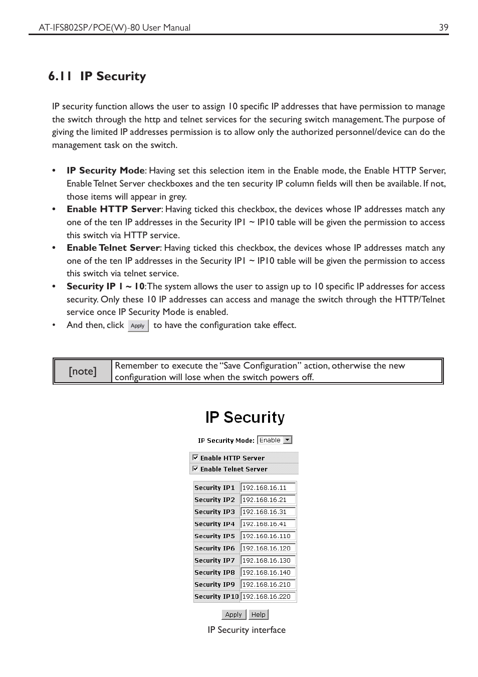 11 ip security | Allied Telesis AT-IFS802SP/POE User Manual | Page 43 / 105