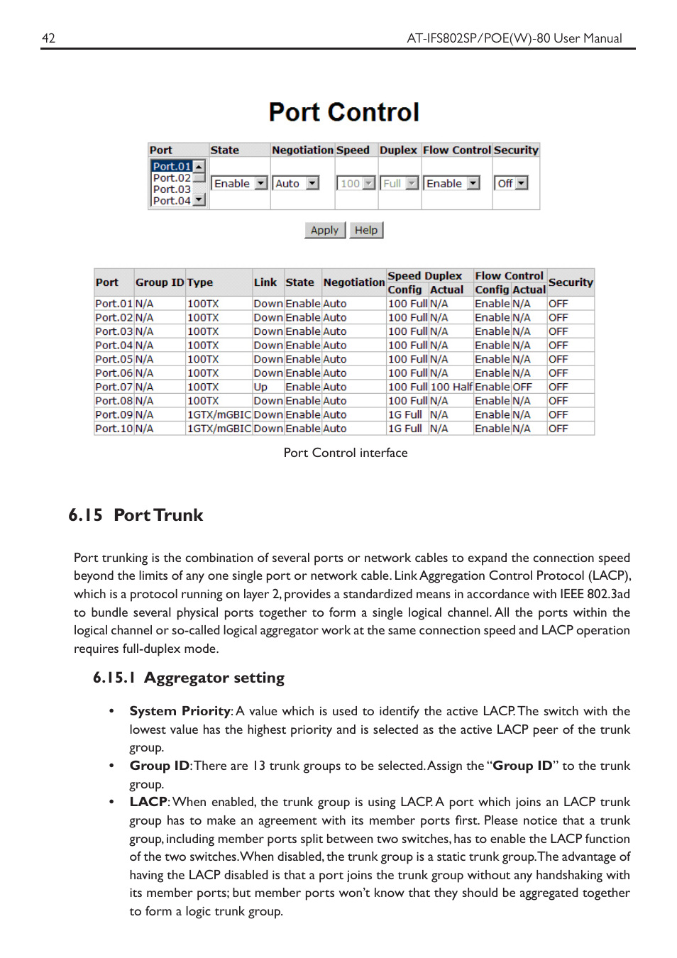 15 port trunk | Allied Telesis AT-IFS802SP/POE User Manual | Page 46 / 105