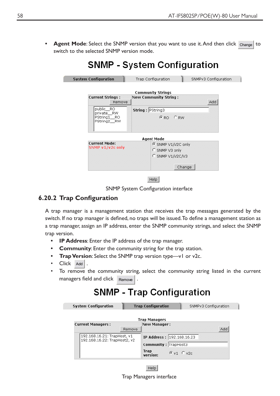 2 trap configuration | Allied Telesis AT-IFS802SP/POE User Manual | Page 62 / 105