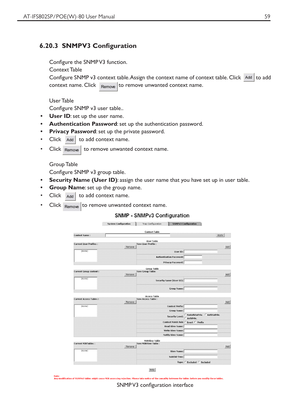3 snmpv3 configuration | Allied Telesis AT-IFS802SP/POE User Manual | Page 63 / 105