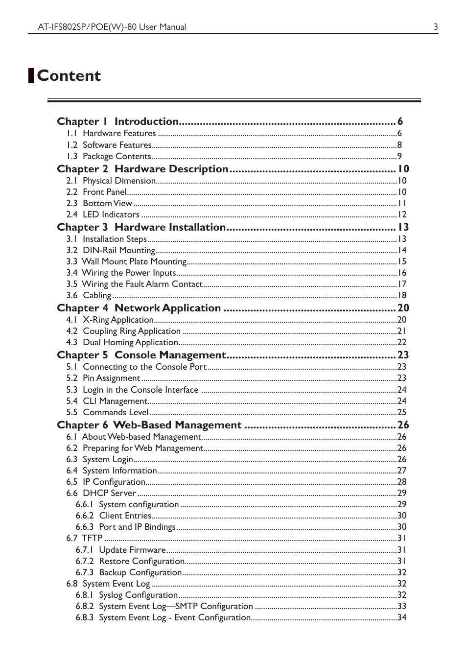 Content | Allied Telesis AT-IFS802SP/POE User Manual | Page 7 / 105