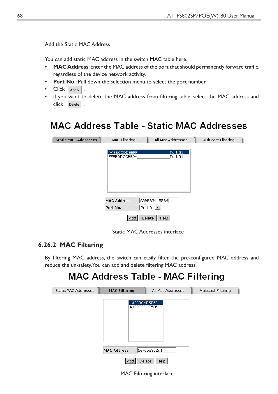 2 mac filtering | Allied Telesis AT-IFS802SP/POE User Manual | Page 72 / 105
