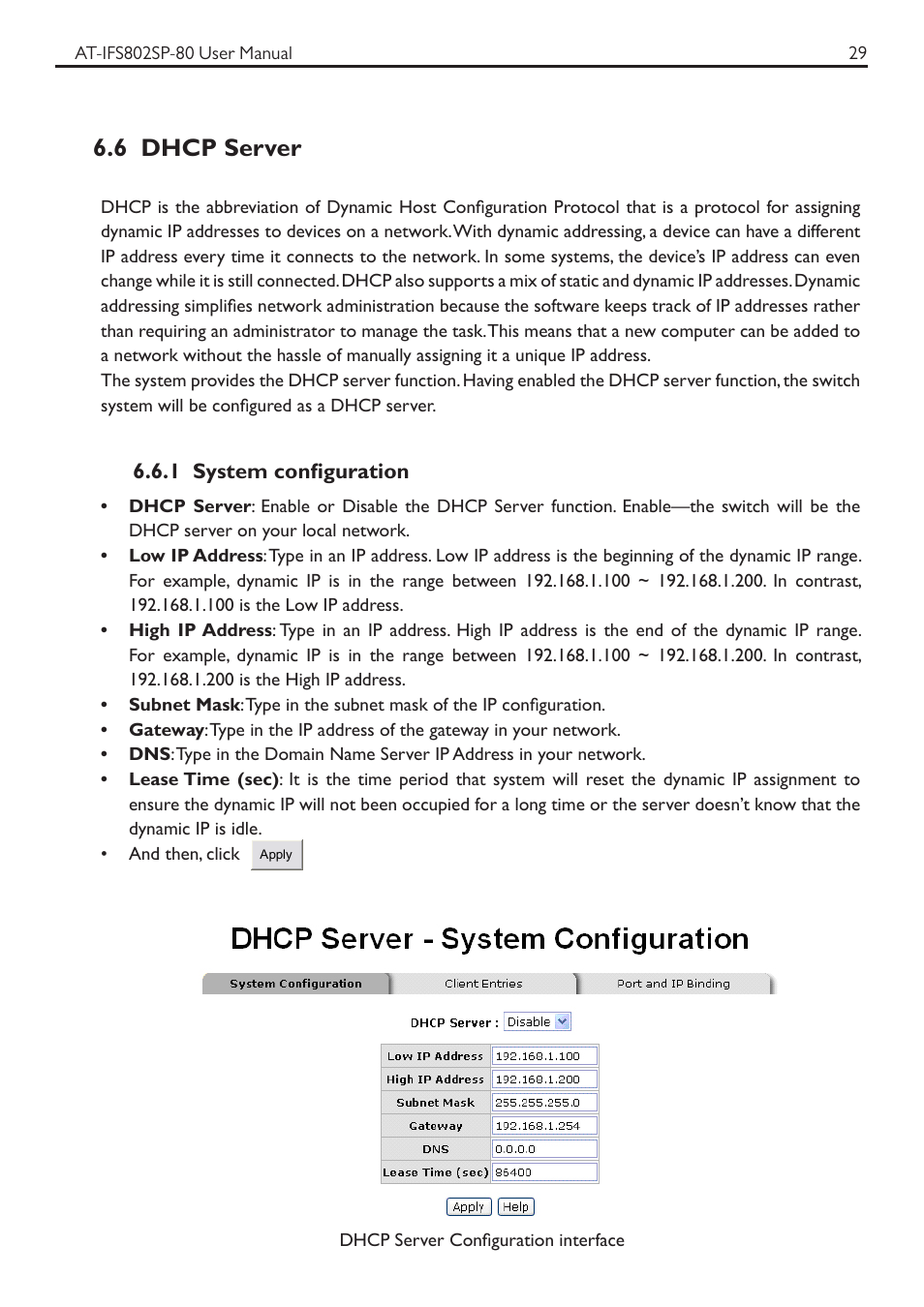 6 dhcp server | Allied Telesis AT-IFS802SP User Manual | Page 33 / 101