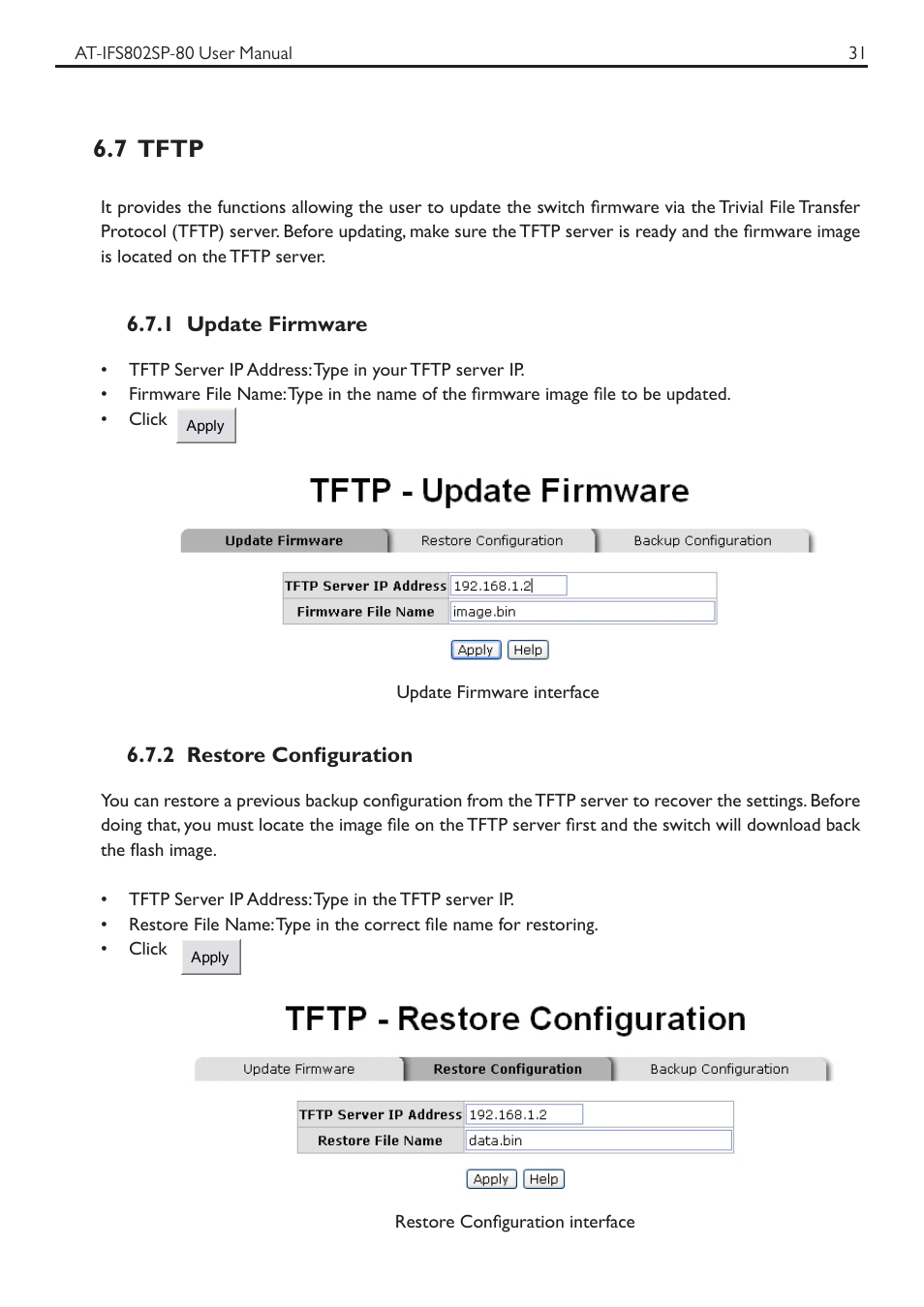 7 tftp | Allied Telesis AT-IFS802SP User Manual | Page 35 / 101