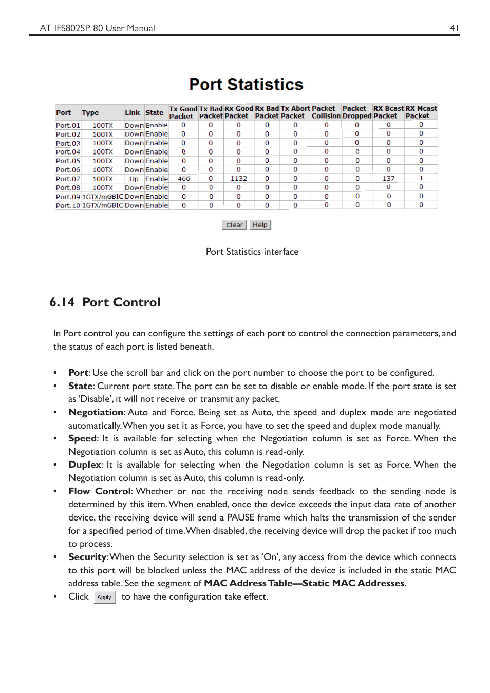 14 port control | Allied Telesis AT-IFS802SP User Manual | Page 45 / 101