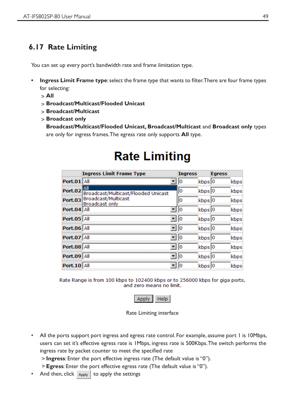 17 rate limiting | Allied Telesis AT-IFS802SP User Manual | Page 53 / 101