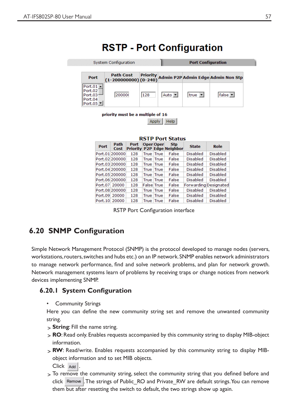 20 snmp configuration | Allied Telesis AT-IFS802SP User Manual | Page 61 / 101