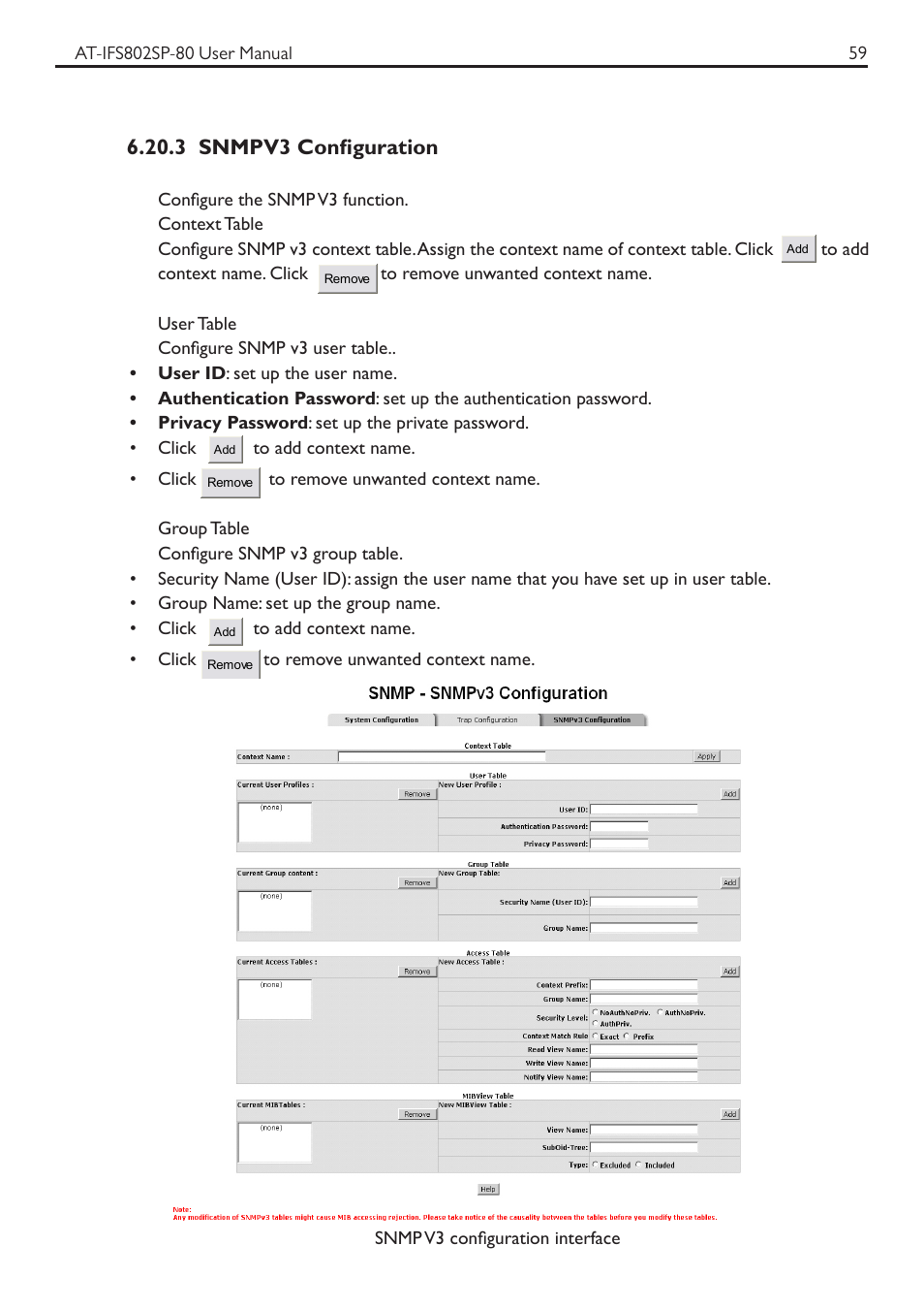 3 snmpv3 configuration | Allied Telesis AT-IFS802SP User Manual | Page 63 / 101
