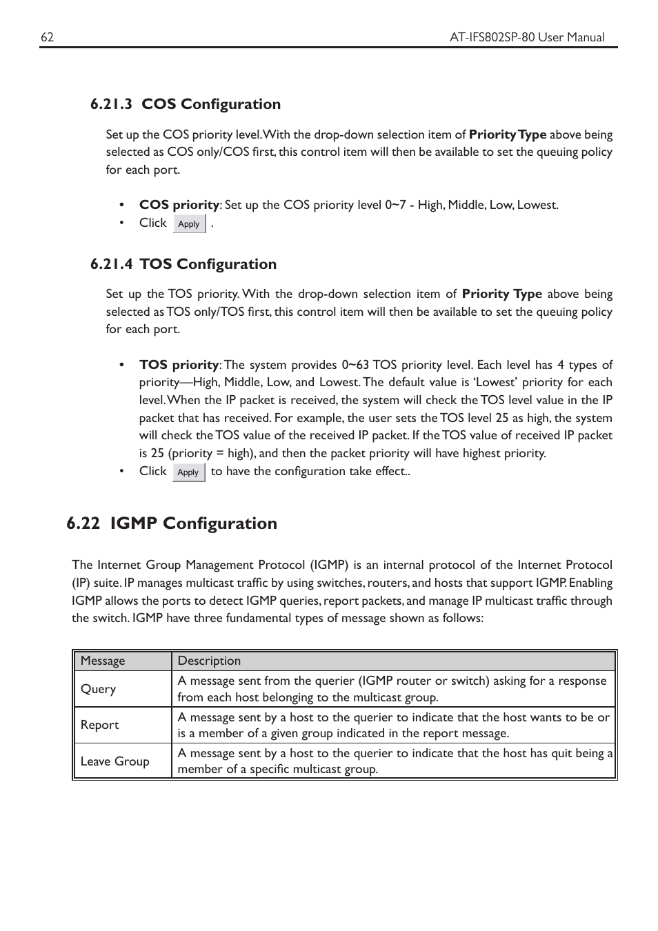 22 igmp configuration | Allied Telesis AT-IFS802SP User Manual | Page 66 / 101