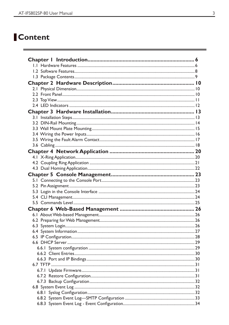 Content | Allied Telesis AT-IFS802SP User Manual | Page 7 / 101