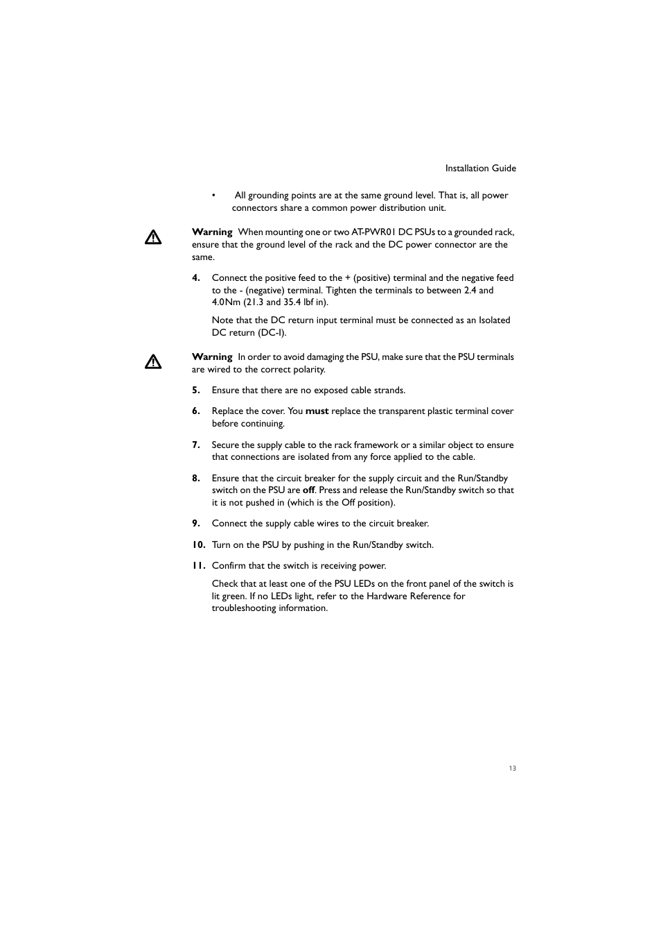 Allied Telesis Removable Power Supply and Fan User Manual | Page 14 / 27