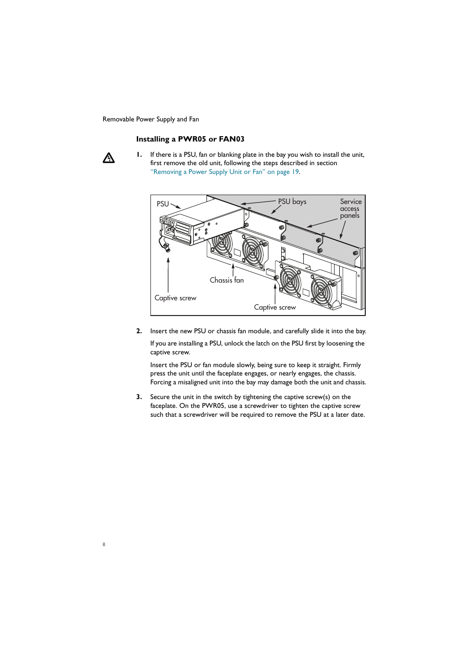 Allied Telesis Removable Power Supply and Fan User Manual | Page 9 / 27