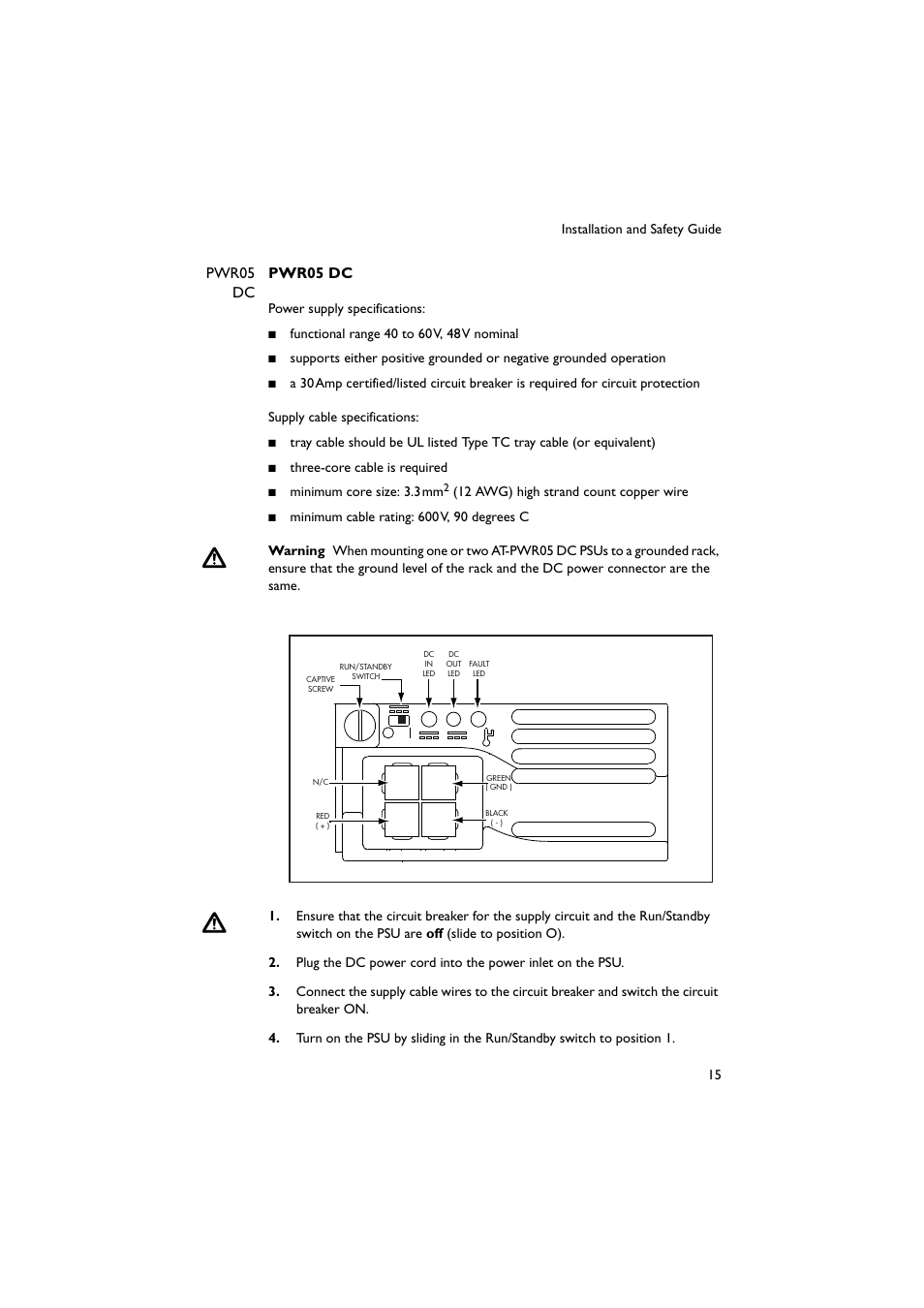 Pwr05 dc | Allied Telesis x900 Series Switch and SwitchBlade x908 User Manual | Page 16 / 55