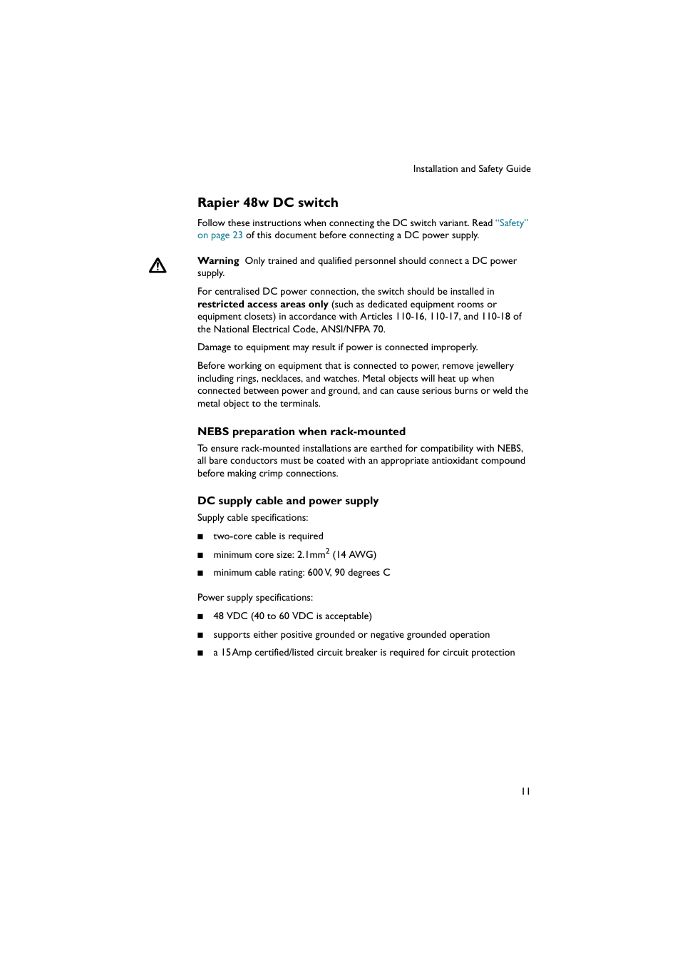 Rapier 48w dc switch | Allied Telesis Rapier 48w Switch User Manual | Page 12 / 46