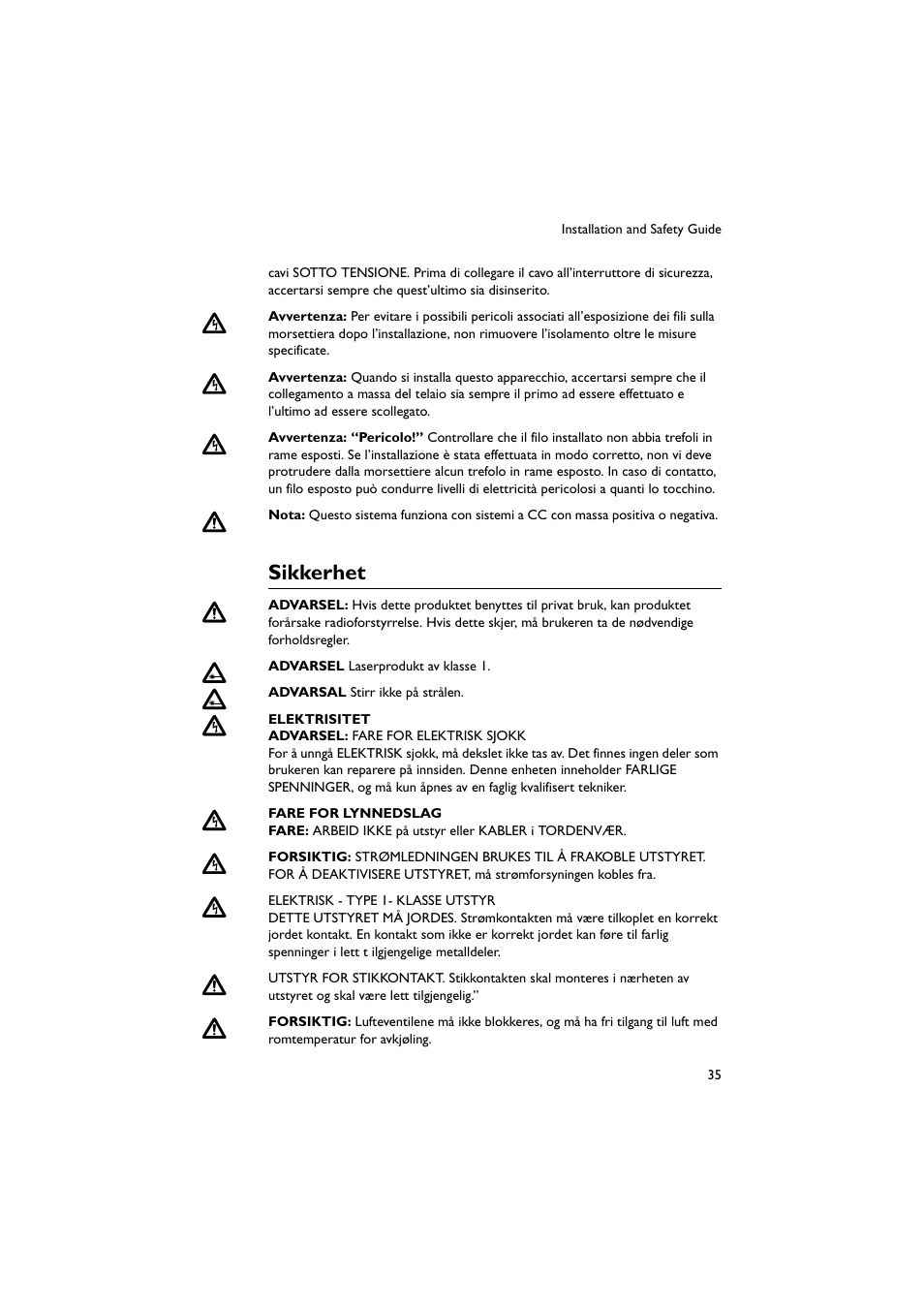 Sikkerhet | Allied Telesis Rapier 48w Switch User Manual | Page 36 / 46