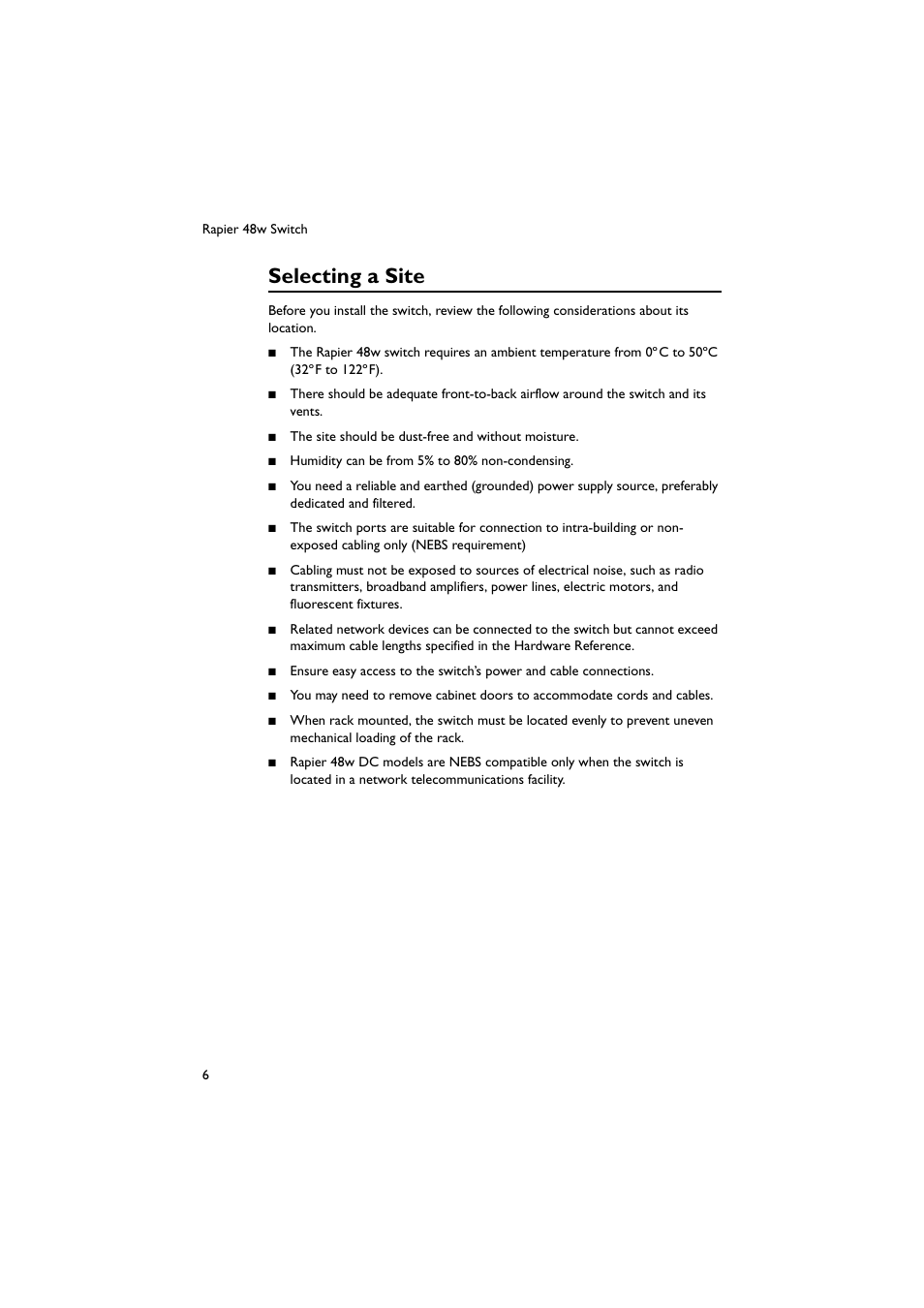 Selecting a site | Allied Telesis Rapier 48w Switch User Manual | Page 7 / 46