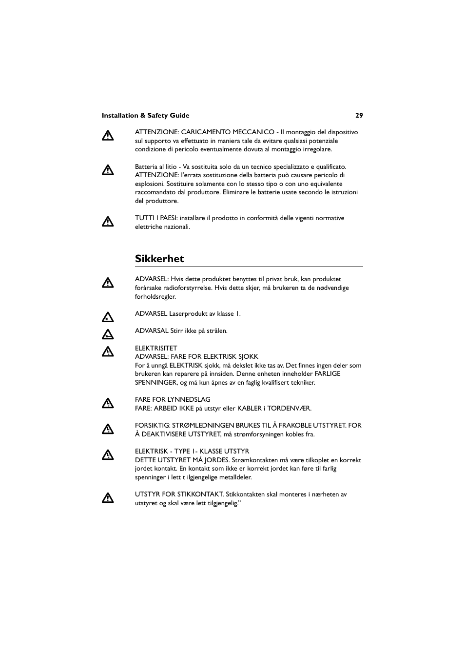 Sikkerhet | Allied Telesis AT-8600 Series Switch User Manual | Page 30 / 35