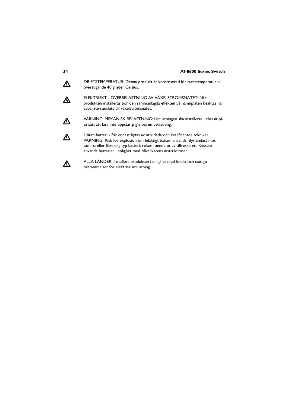 Allied Telesis AT-8600 Series Switch User Manual | Page 35 / 35